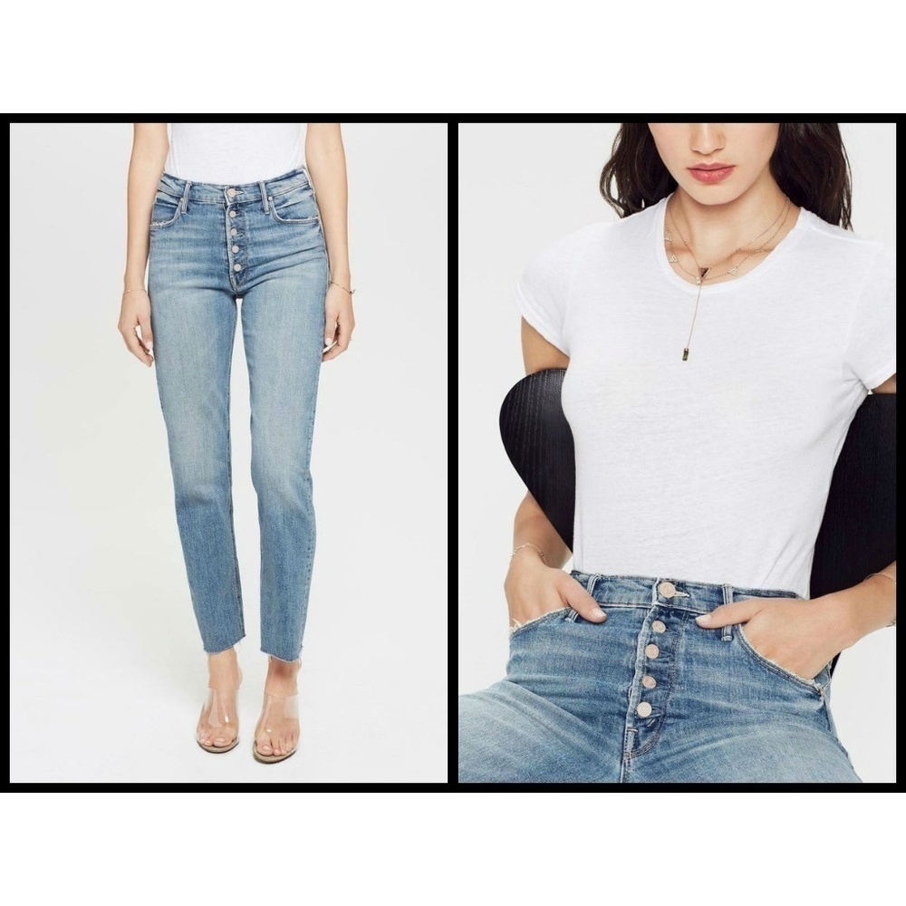 💕MOTHER💕 The Pixie Dazzler Ankle Fray Jeans Secret Sister Button Fly 31